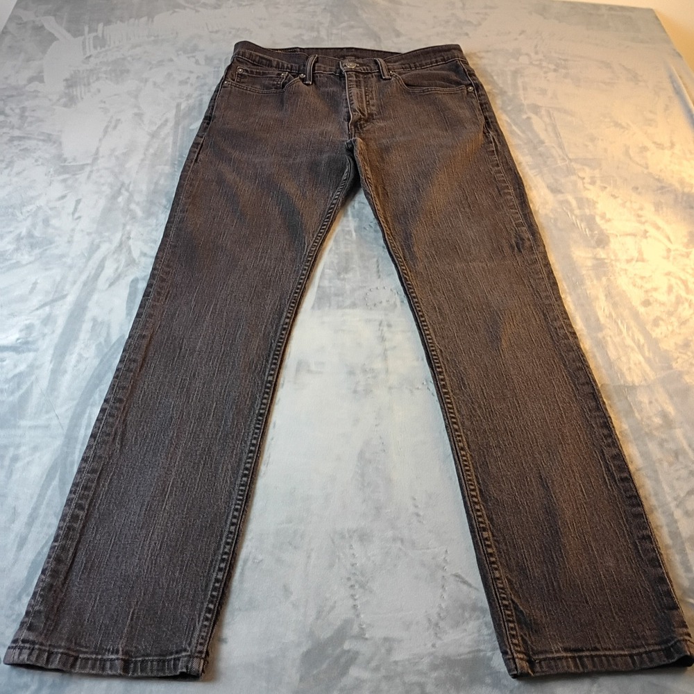 Levis 514 Straight Fit Jeans Mens 33x32 Faded Black Dark Gray Denim 00514-0211